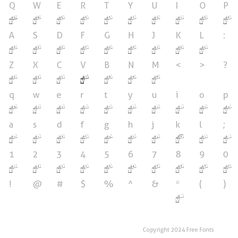 Character Map of BJF Fingerprint Regular