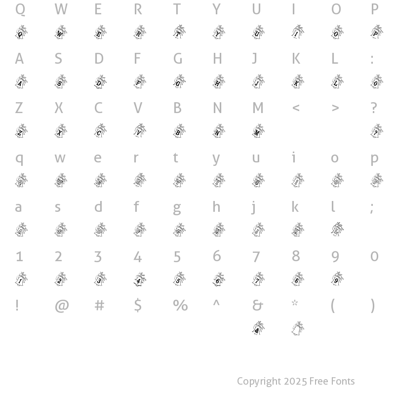 Character Map of BJF Holly Bells Regular