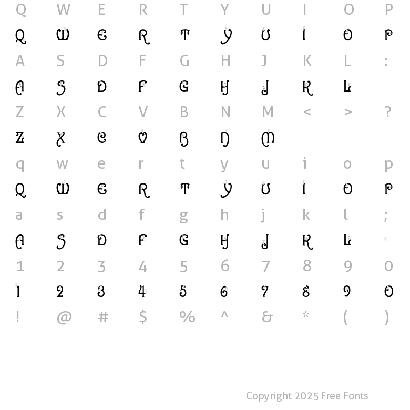 Character Map of BJF Snowbird Regular