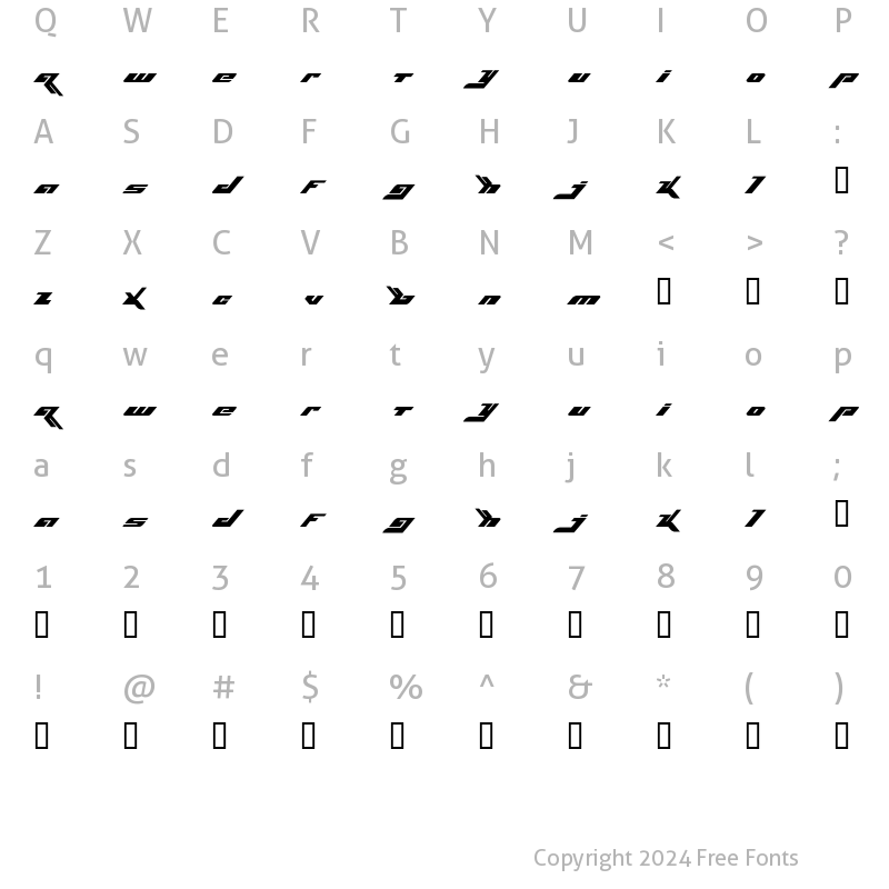 Character Map of BjorkFont Regular