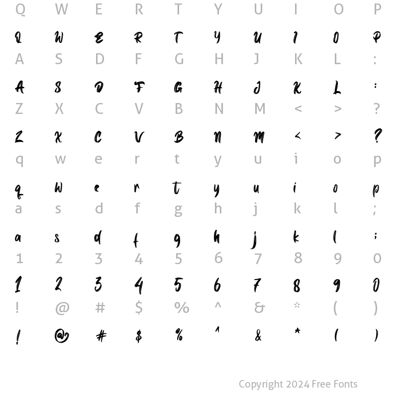 Character Map of Black Asgard Regular