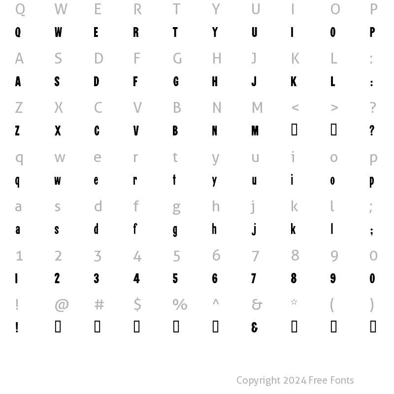 Character Map of Black Condensed HPLHS