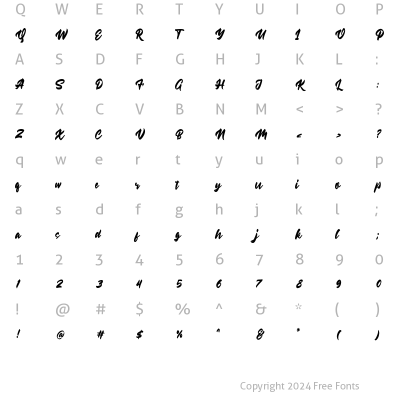 Character Map of Black Diamond Regular