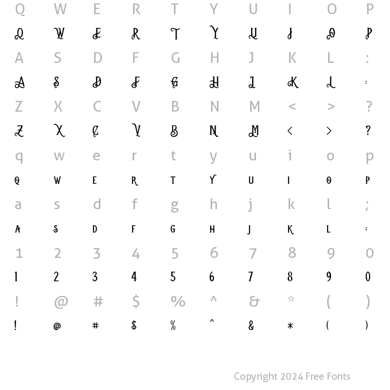 Character Map of Black Django Regular