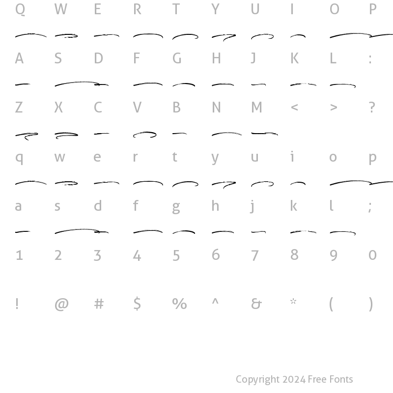 Character Map of Black Dragon Swash Regular