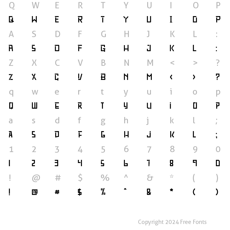 Character Map of Black Falcon Regular