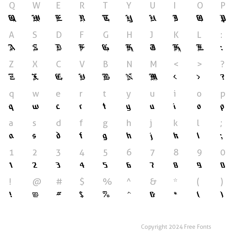 Character Map of Black Forest Lefty Regular