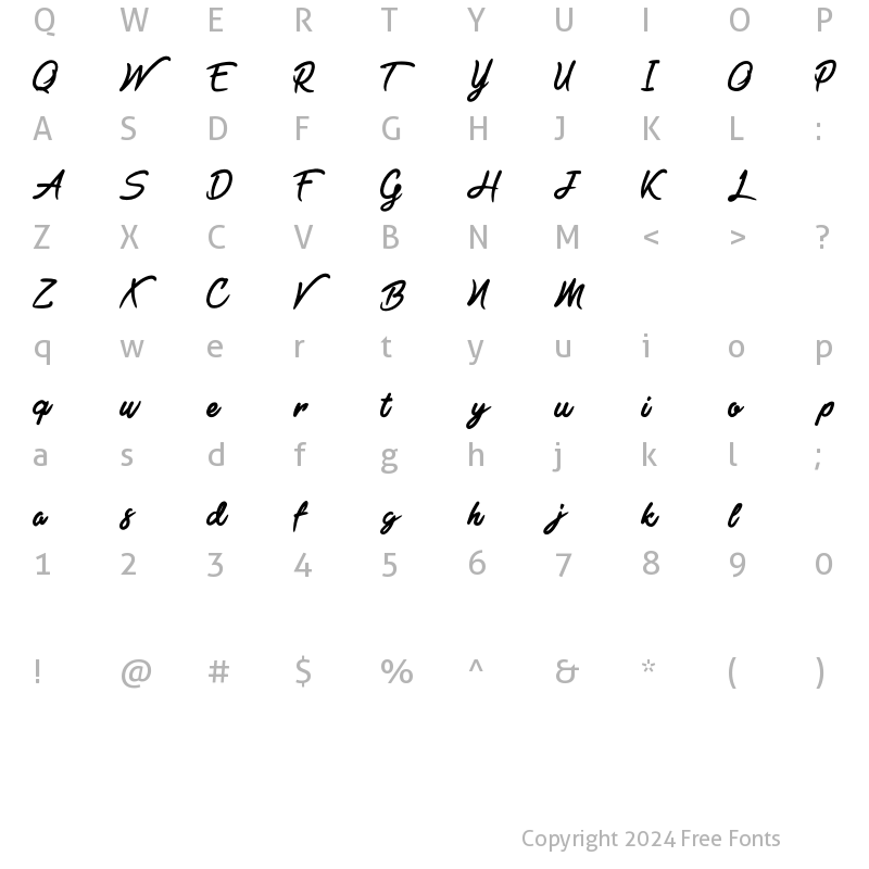 Character Map of Black Freeday Script Regular