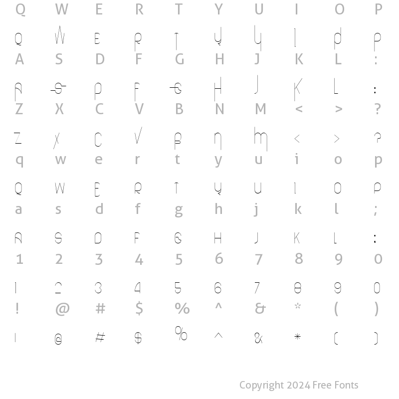 Character Map of Black Hawk line Regular