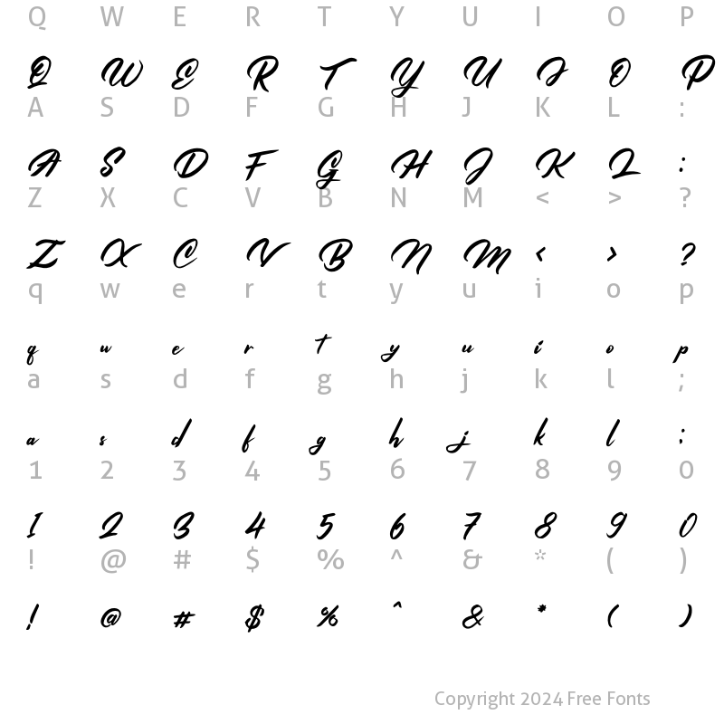 Character Map of Black Jhon Italic