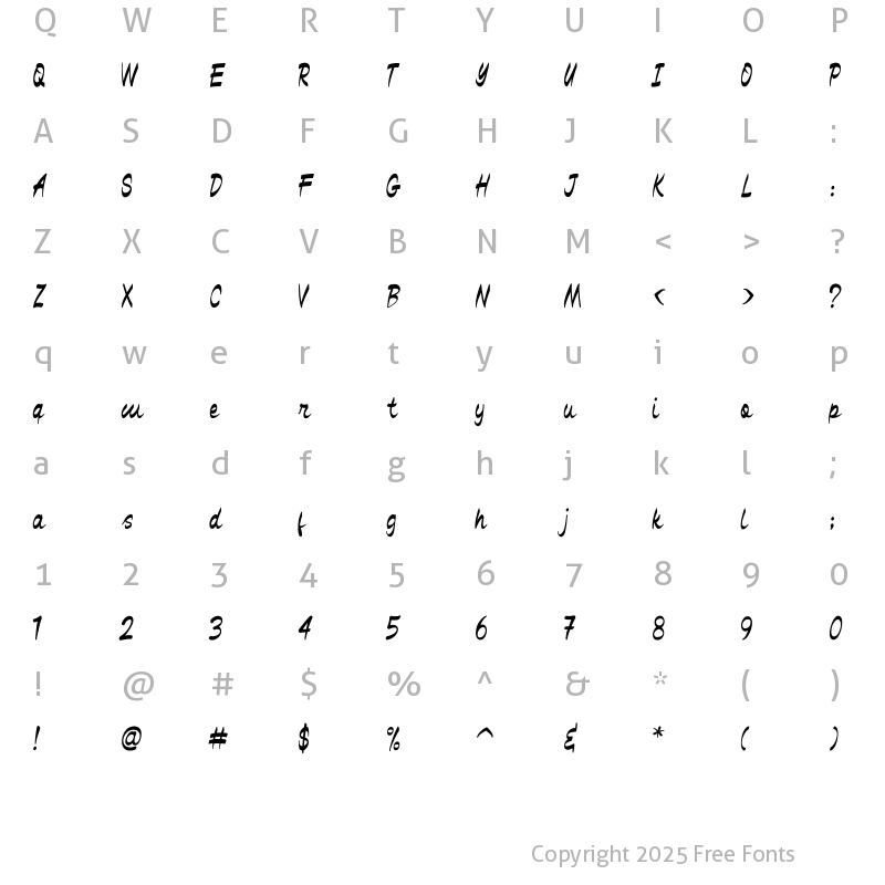 Character Map of Black Miesee Regular