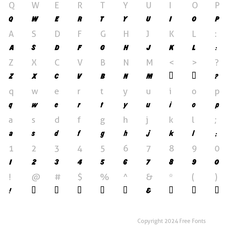 Character Map of Black Oblique HPLHS