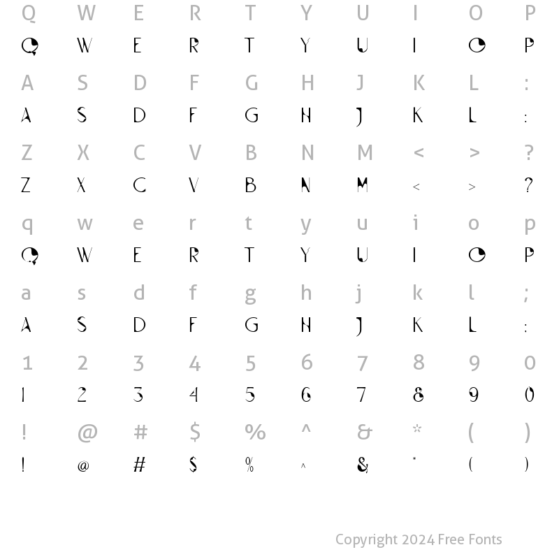 Character Map of Black Orchard Regular