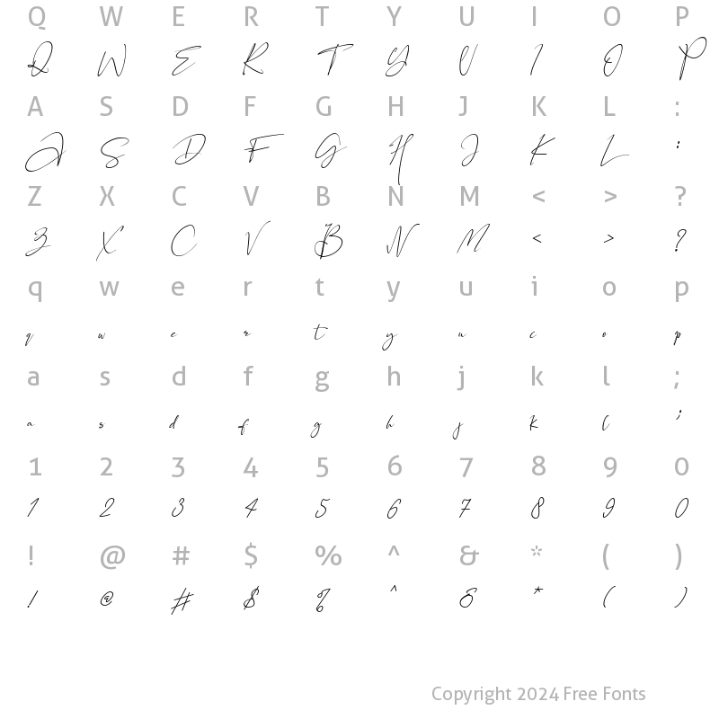 Character Map of Black Pink Signature Italic