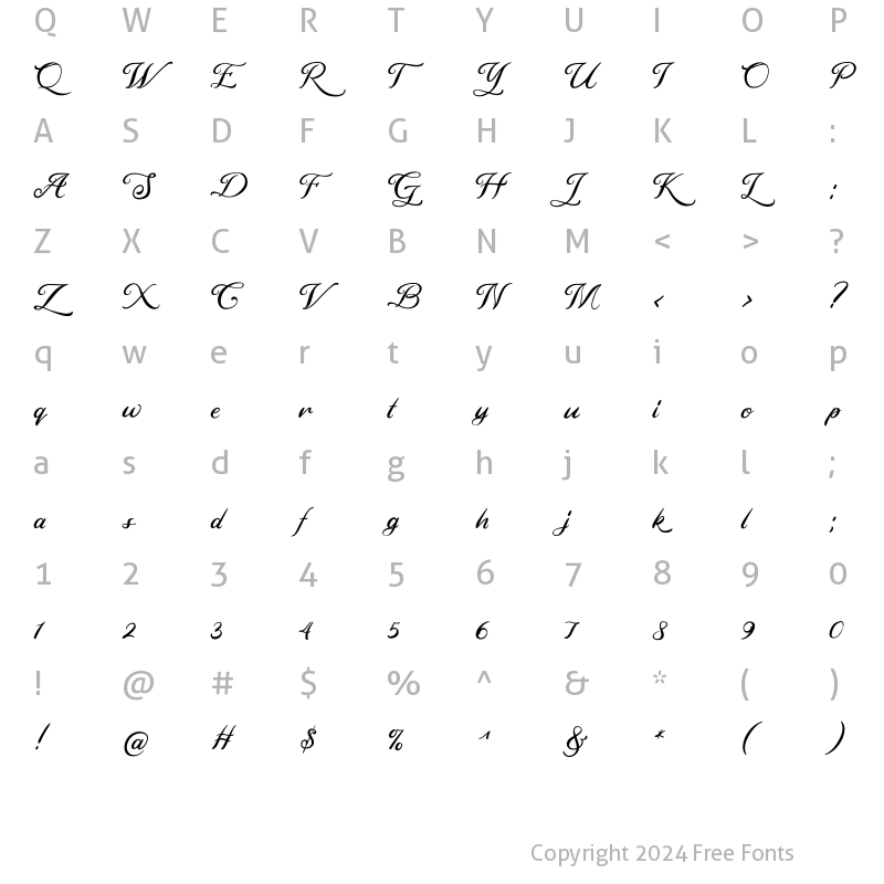 Character Map of Black Rainbow Script Regular