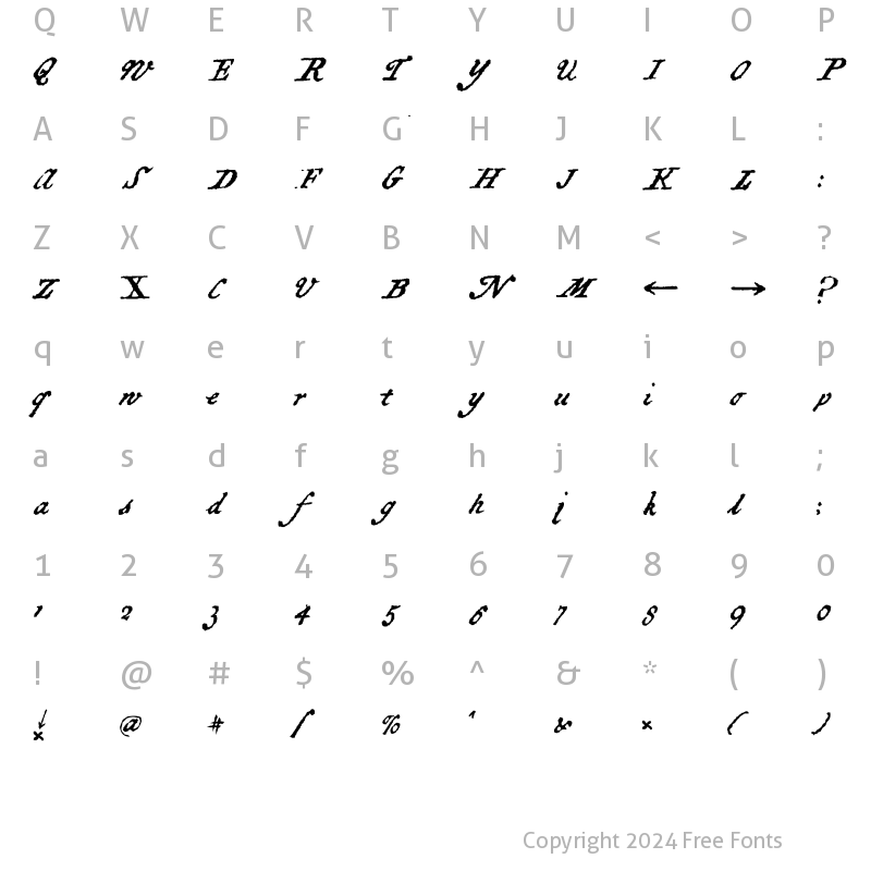 Character Map of Black Sam's Gold Regular