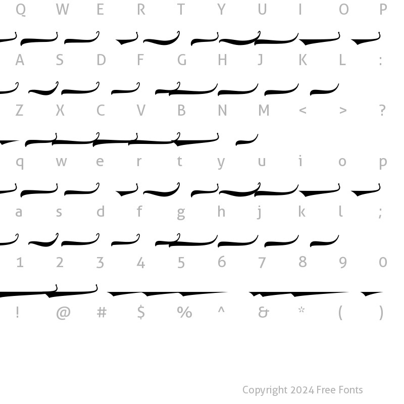 Character Map of Black Seashore Swash Regular