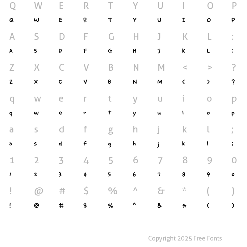 Character Map of blackbean_oneday M_Pro Regular