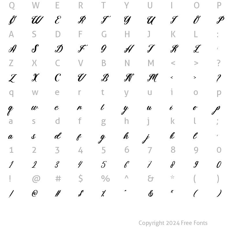 Character Map of Blackbird Regular