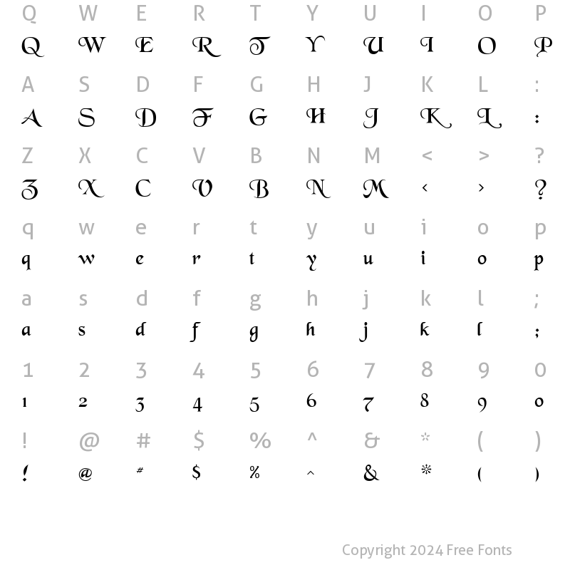 Character Map of BlackChancery Medium