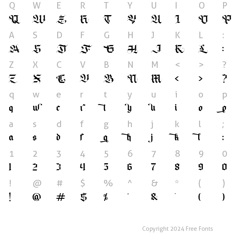 Character Map of Blackey Alt Regular