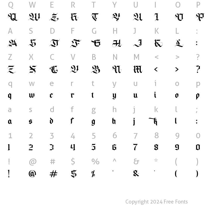 Character Map of Blackey Alt Two Regular