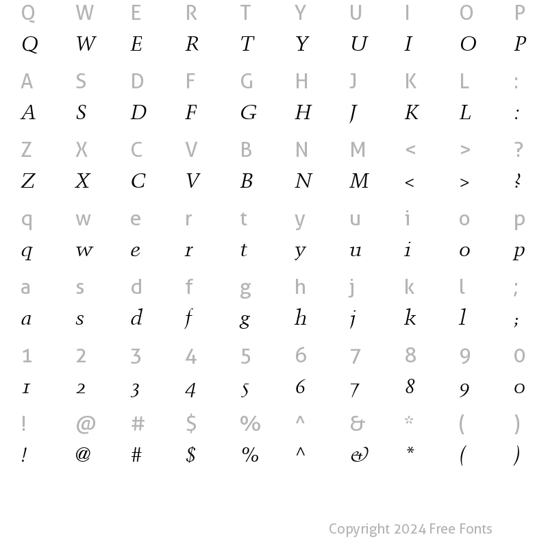 Character Map of Blackford OldStyle SSi Normal