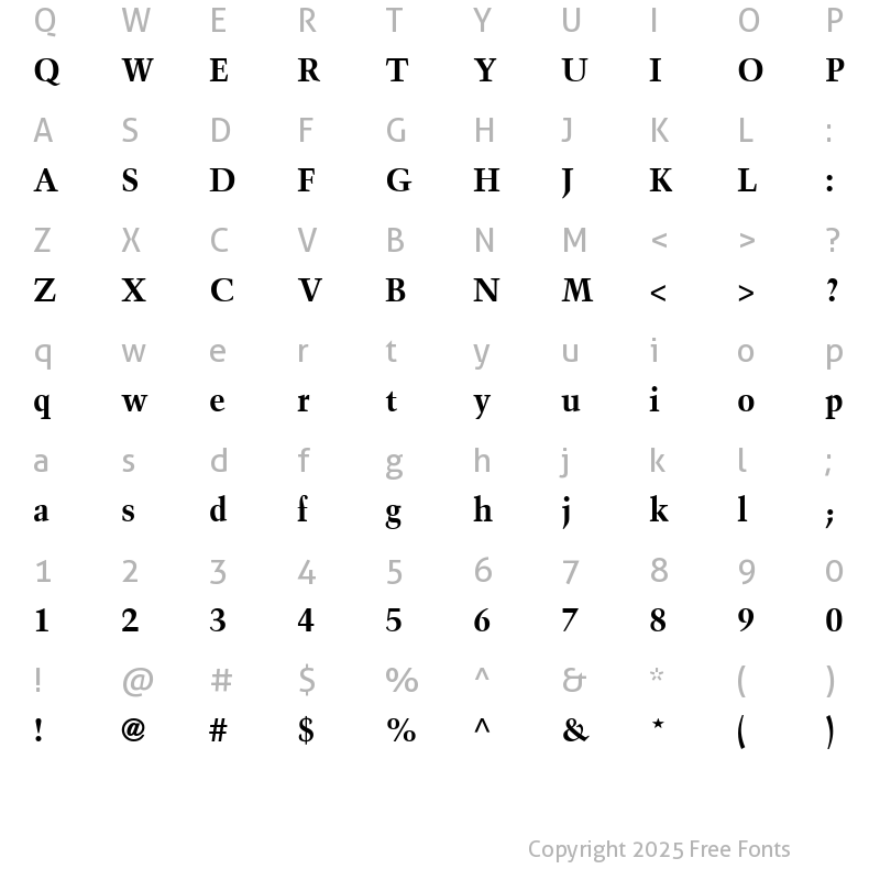 Character Map of Blackford SSi Bold