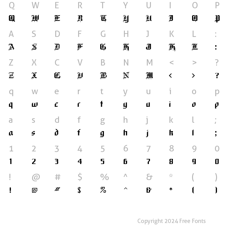 Character Map of BlackForest Regular