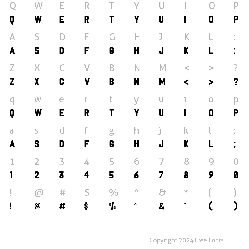 Character Map of Blackine Caps Regular