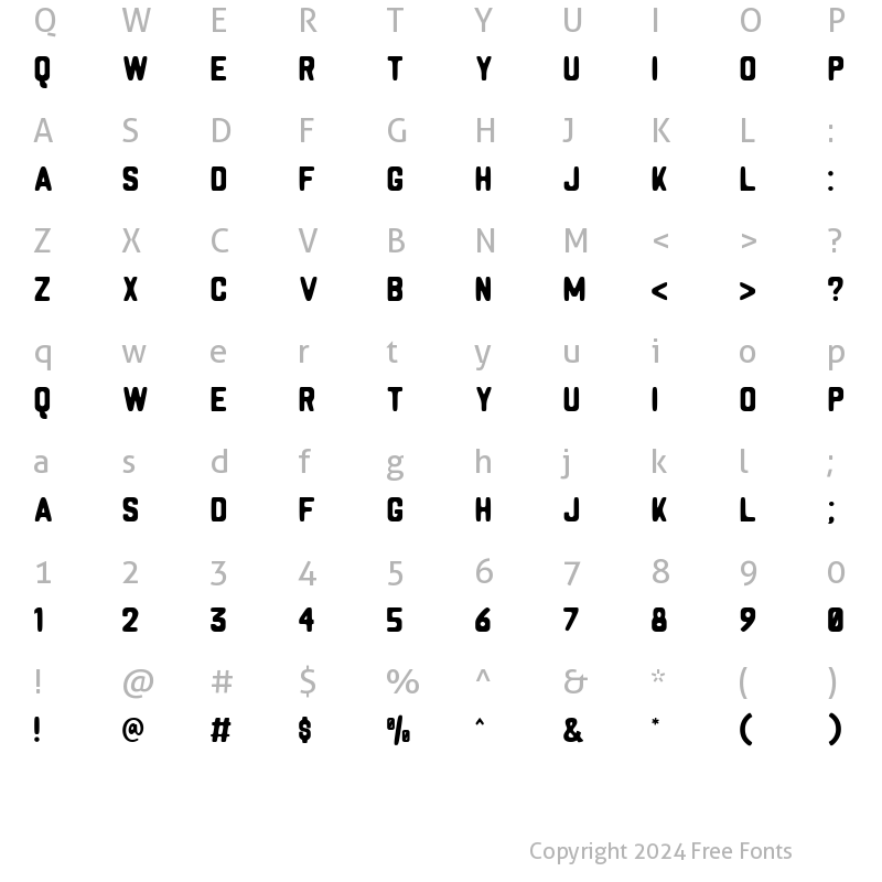 Character Map of Blackine Caps Round Regular