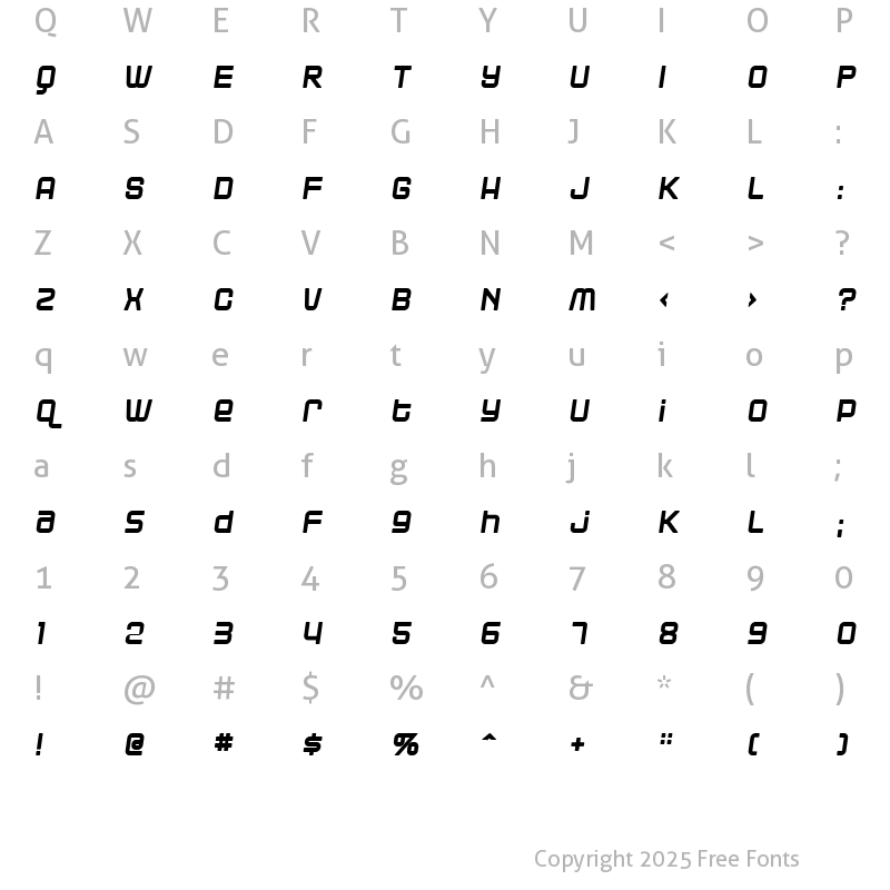 Character Map of Blackjack Rollin