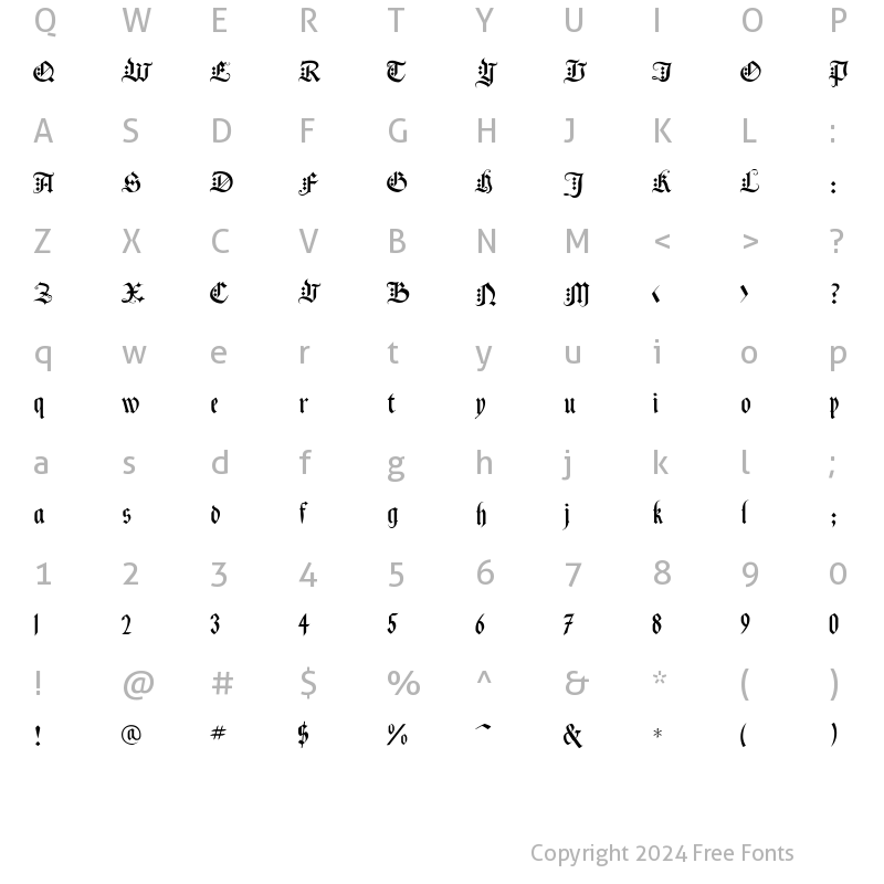 Character Map of BlackKnightFLF Regular