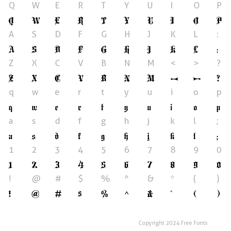 Character Map of Blackletter ExtraBold