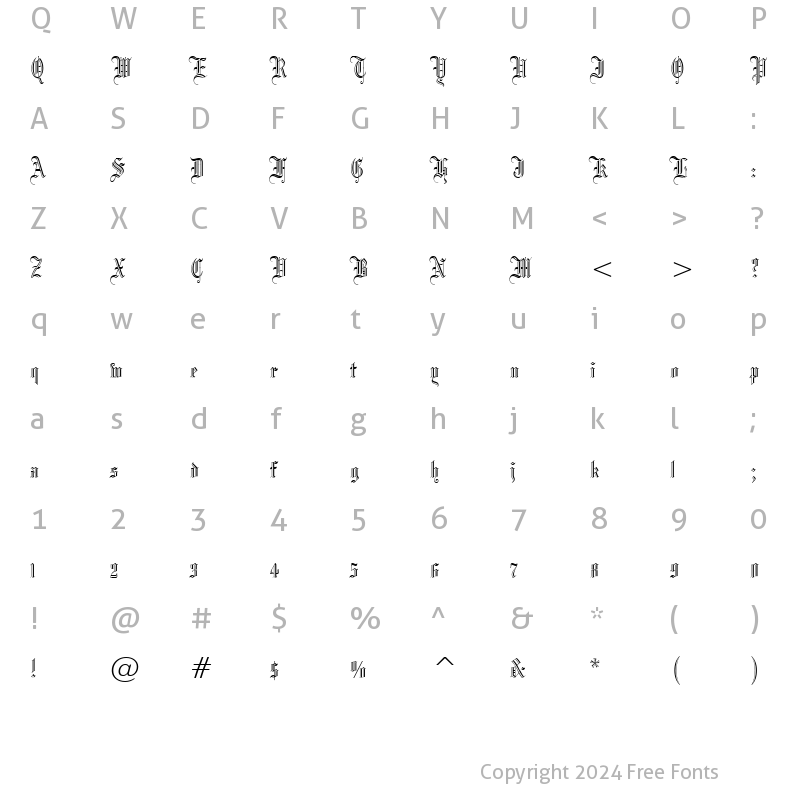 Character Map of Blackletter686 BT Regular