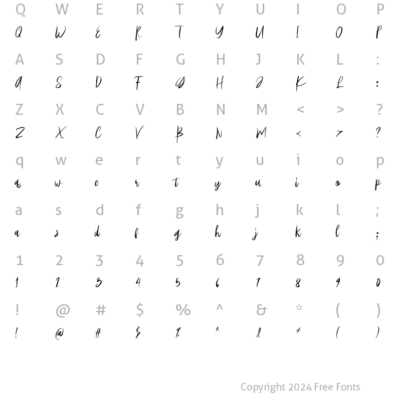 Character Map of Blackmate Regular