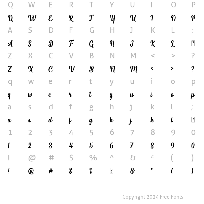 Character Map of Blackmatte Regular