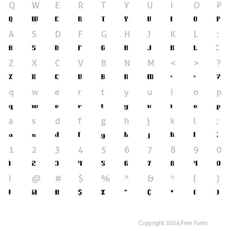 Character Map of Blackoninaut Bold BRK Normal