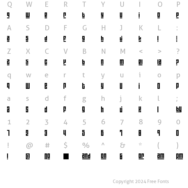 Character Map of Blackout3 Light