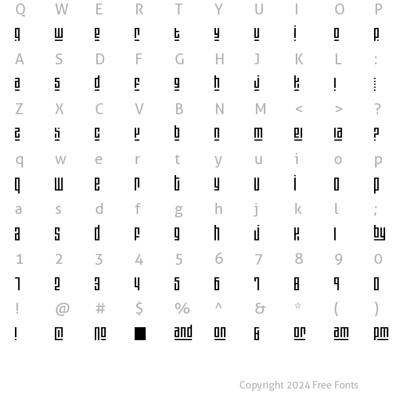 Character Map of Blackout3 plus1 ExtraLight