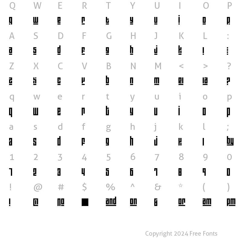 Character Map of Blackout3 plus1 Light