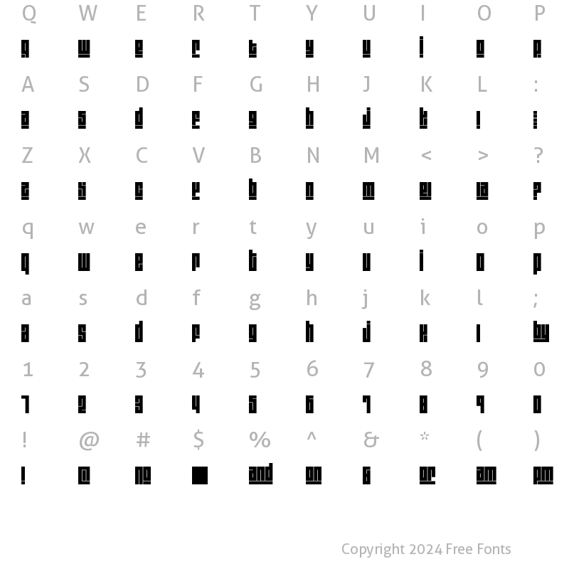 Character Map of Blackout3 plus1 Regular