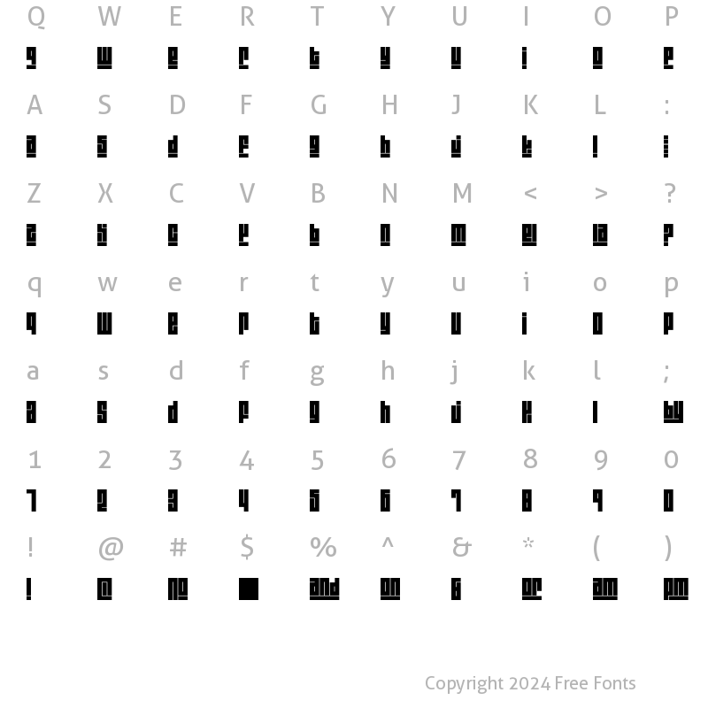 Character Map of Blackout3 Regular