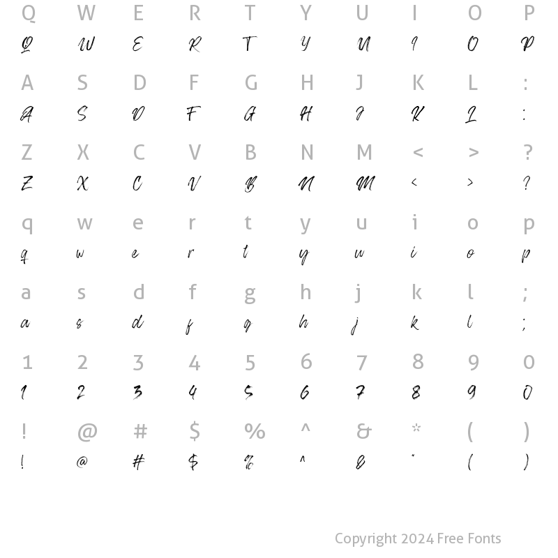 Character Map of Blackpine Regular