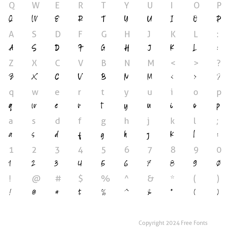 Character Map of Blacksign Regular