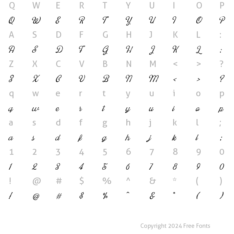 Character Map of Blackstone Script Aged 1