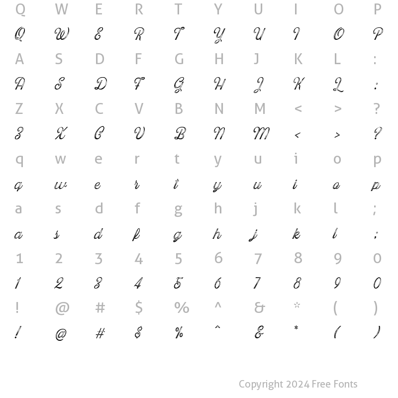 Character Map of Blackstone Script Aged 2