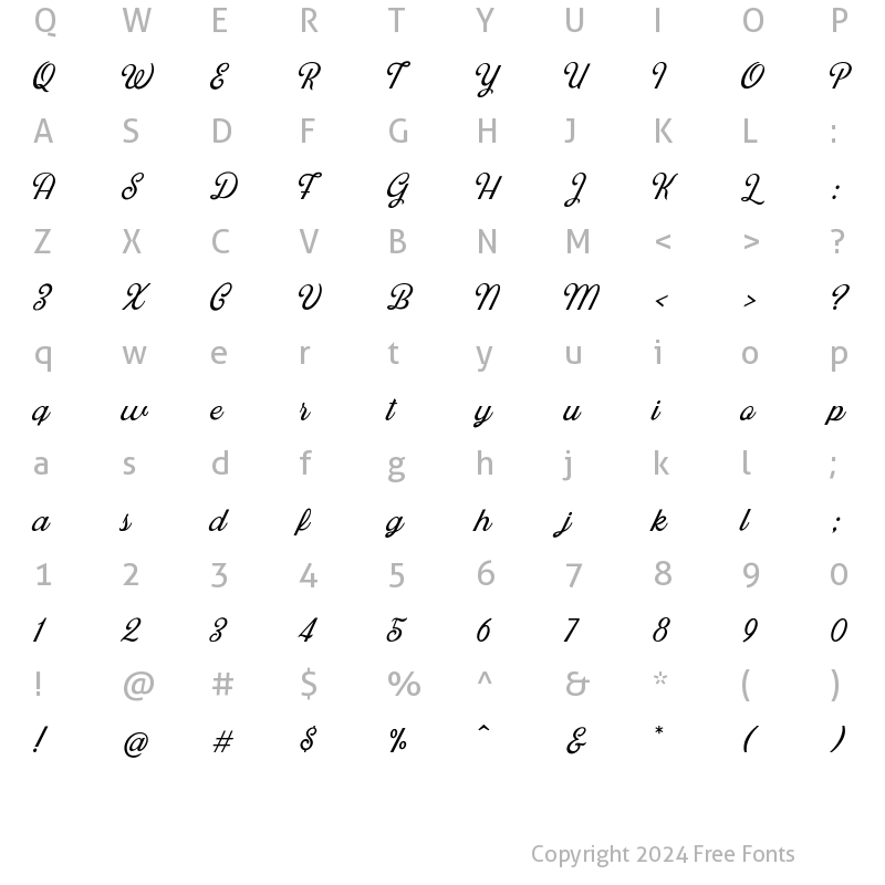 Character Map of Blackstone Script Regular