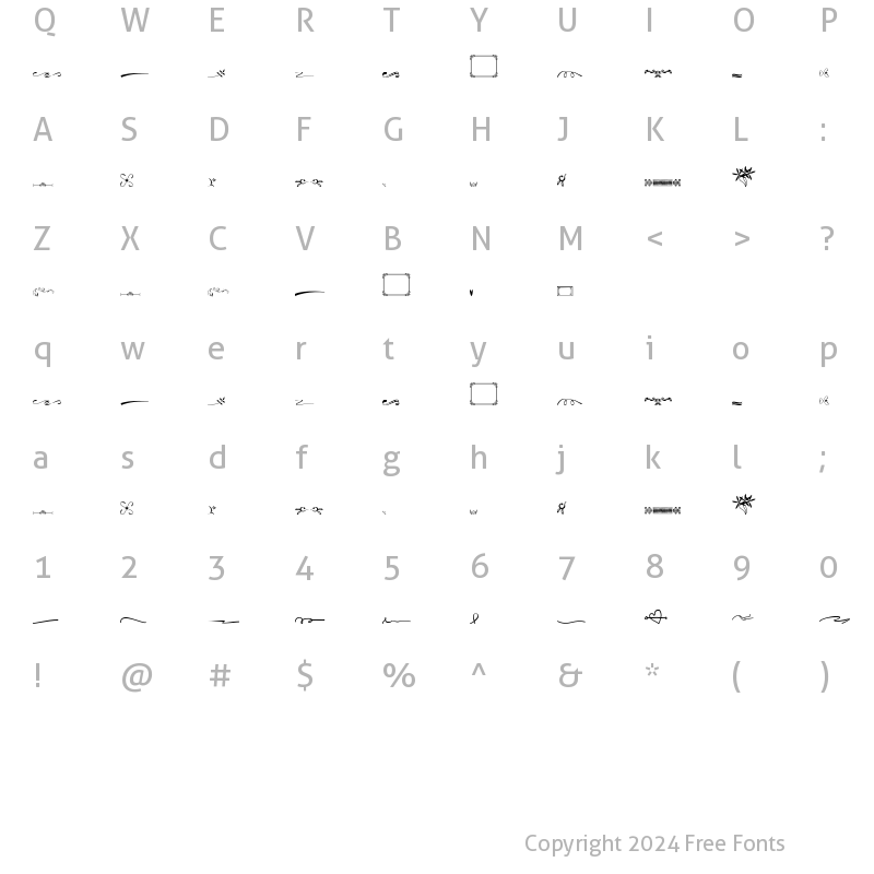 Character Map of Blackstore  Extras Ornament Swo Regular