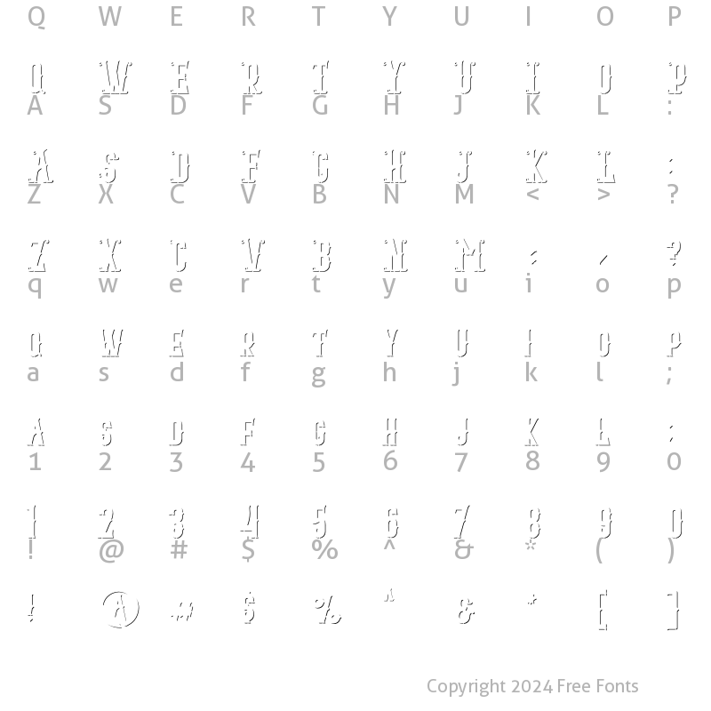 Character Map of Blacktail Shadow Regular